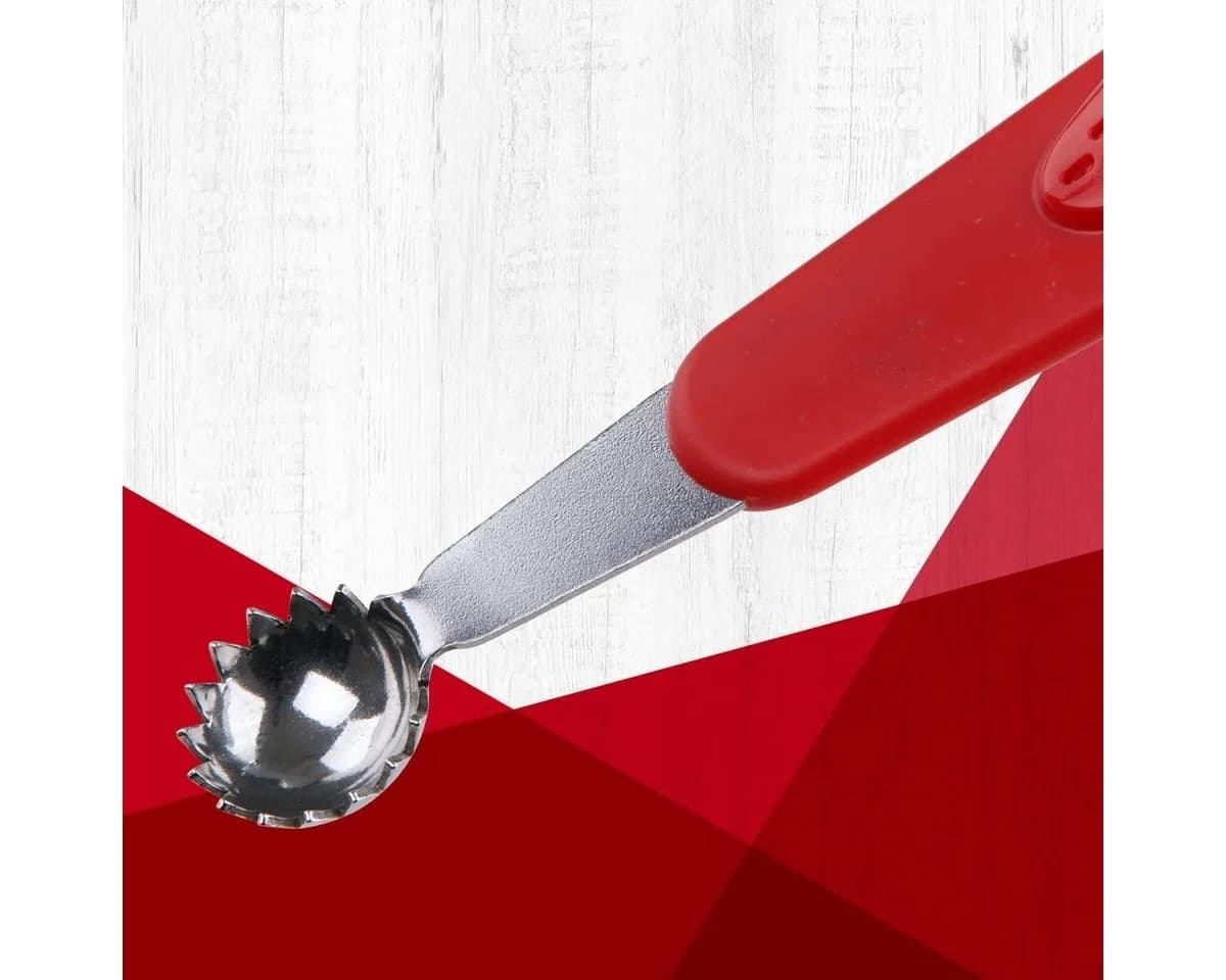 FACKELMANN Obstmesser Erdbeer- und Tomatenstrunkentferner Rot/Silber