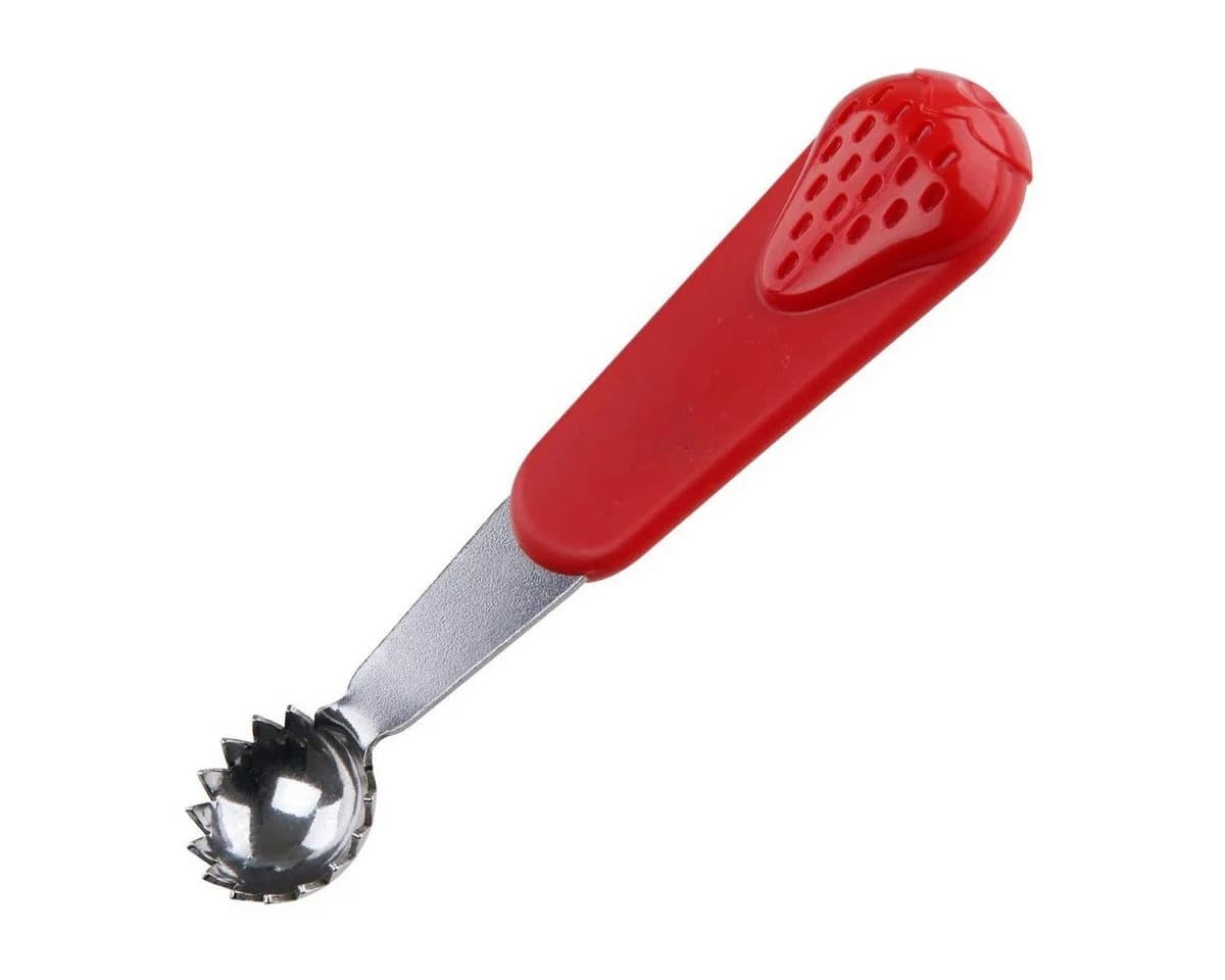 FACKELMANN Obstmesser Erdbeer- und Tomatenstrunkentferner Rot/Silber - Bild 2