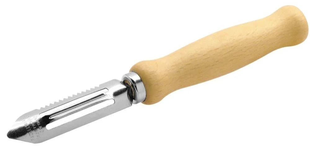Fackelmann Sparschäler 13 cm Edelstahl Buche Holzgriff
