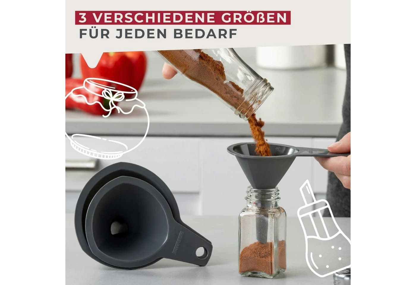 FACKELMANN Trichter-Set 3-teilig Grau Kunststoff - Bild 5