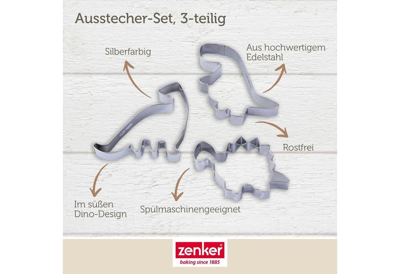 Zenker Ausstechform Dinosaurier 3-teilig Edelstahl - Bild 3