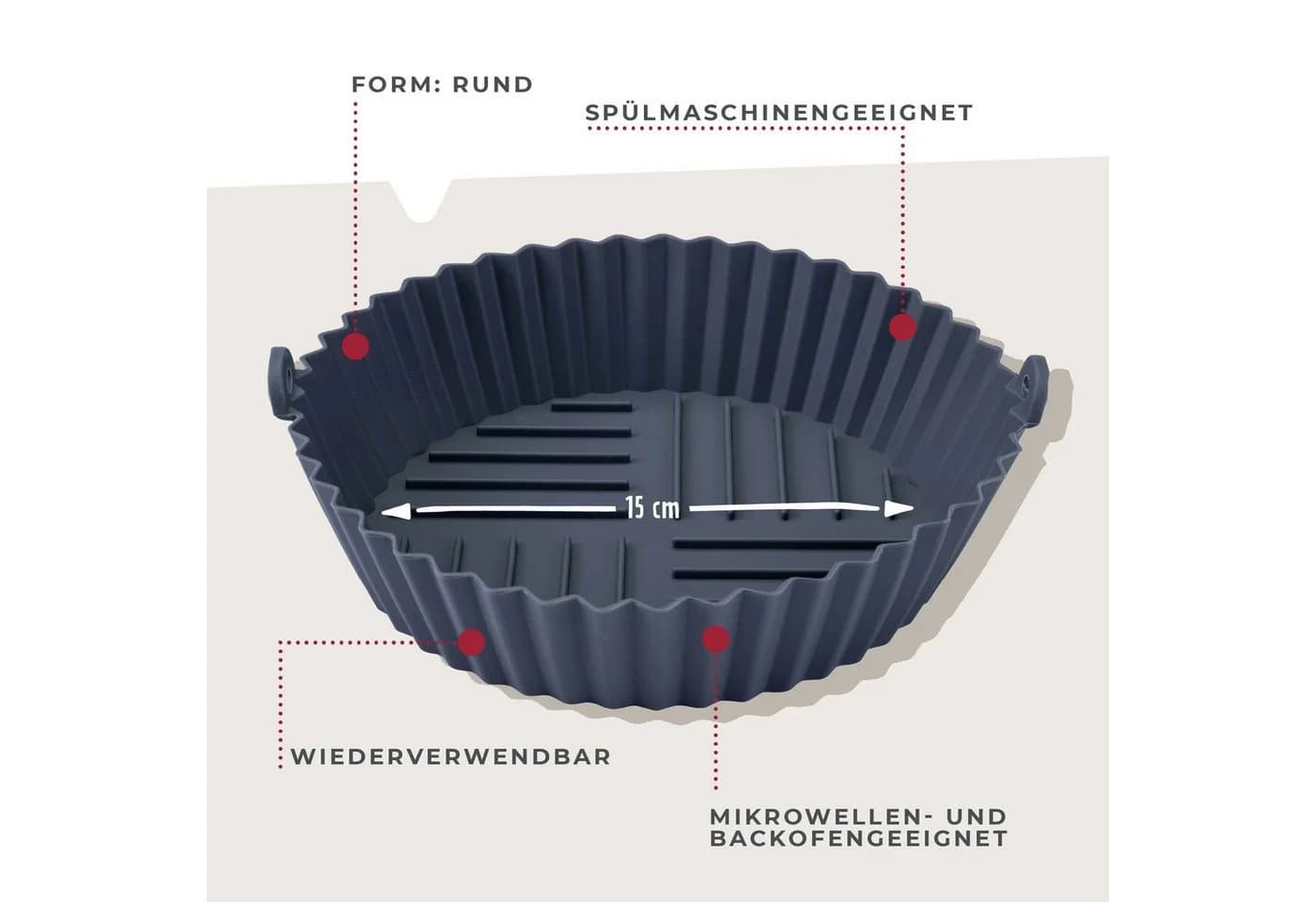 FACKELMANN Silikonform Backform für Heißluftfritteuse, Rundform