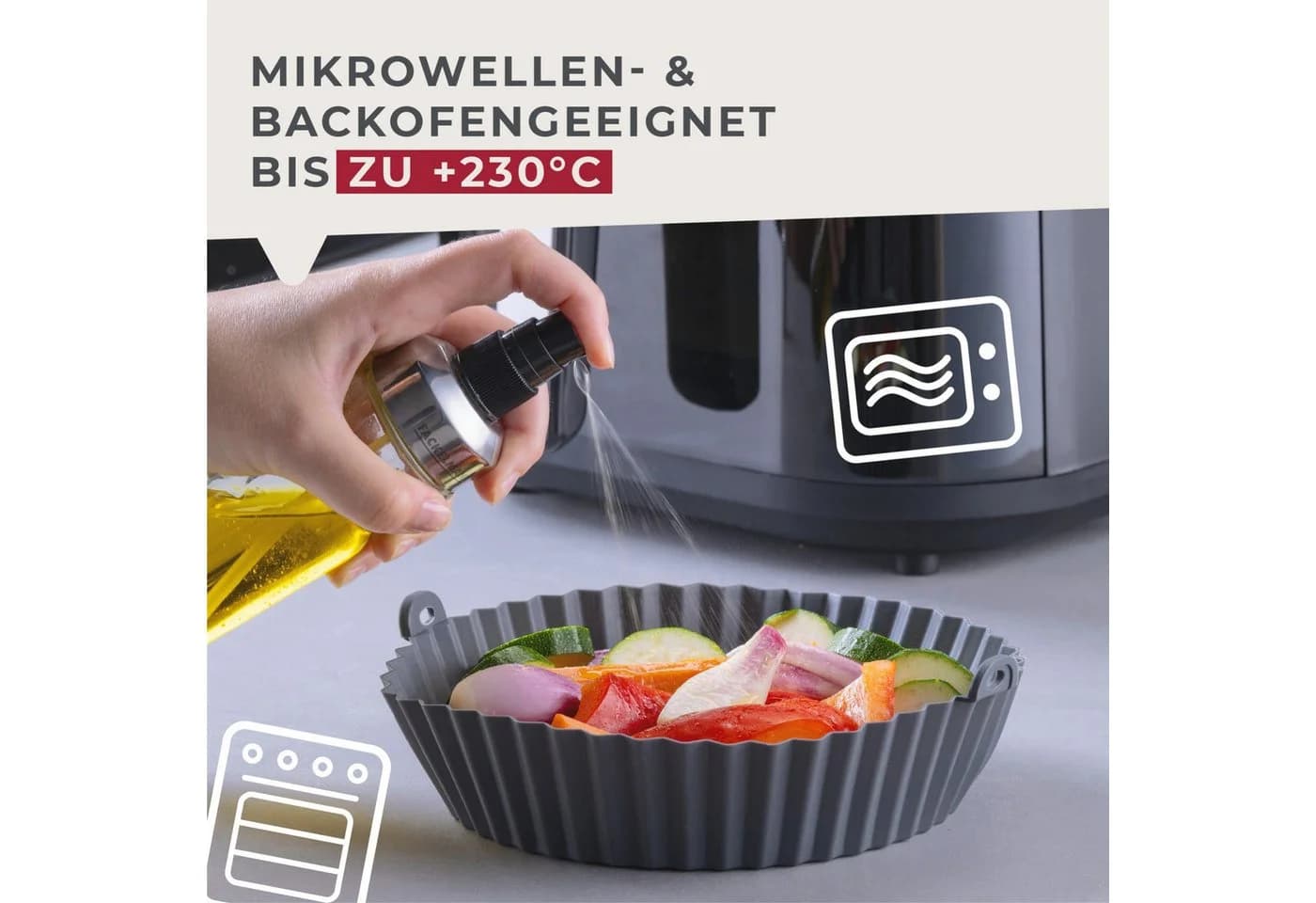 FACKELMANN Silikonform Backform für Heißluftfritteuse, Rundform - Bild 5