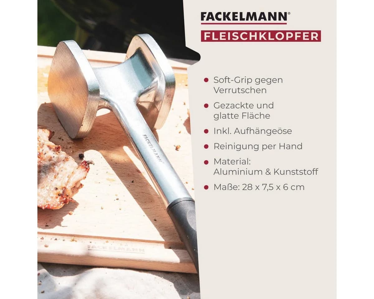 FACKELMANN Fleischklopfer Aluminium Doppelseitig Softgriff - Bild 4