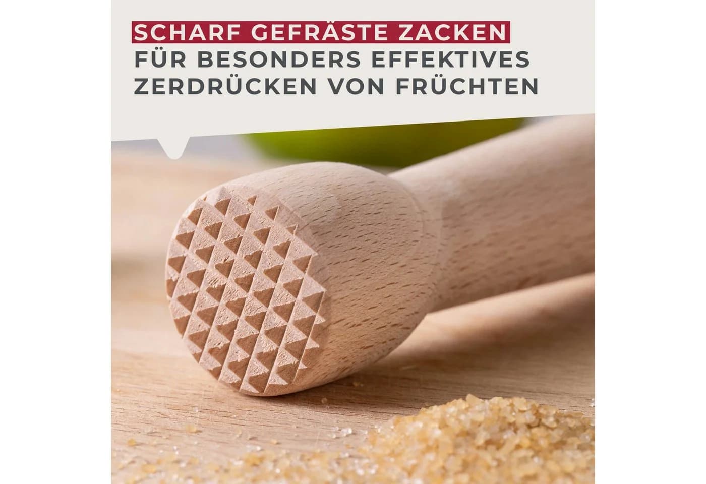 FACKELMANN Barstößel aus Buchenholz mit Zacken für Cocktails