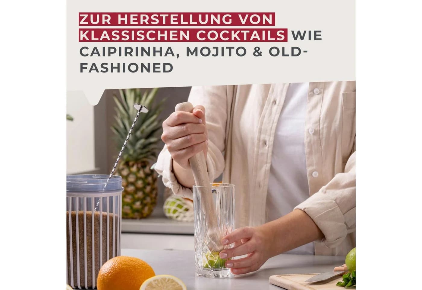 FACKELMANN Barstößel aus Buchenholz mit Zacken für Cocktails - Bild 5