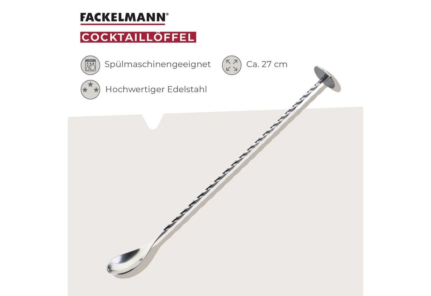 FACKELMANN Longdrinklöffel Cocktaillöffel Edelstahl Silber - Bild 3