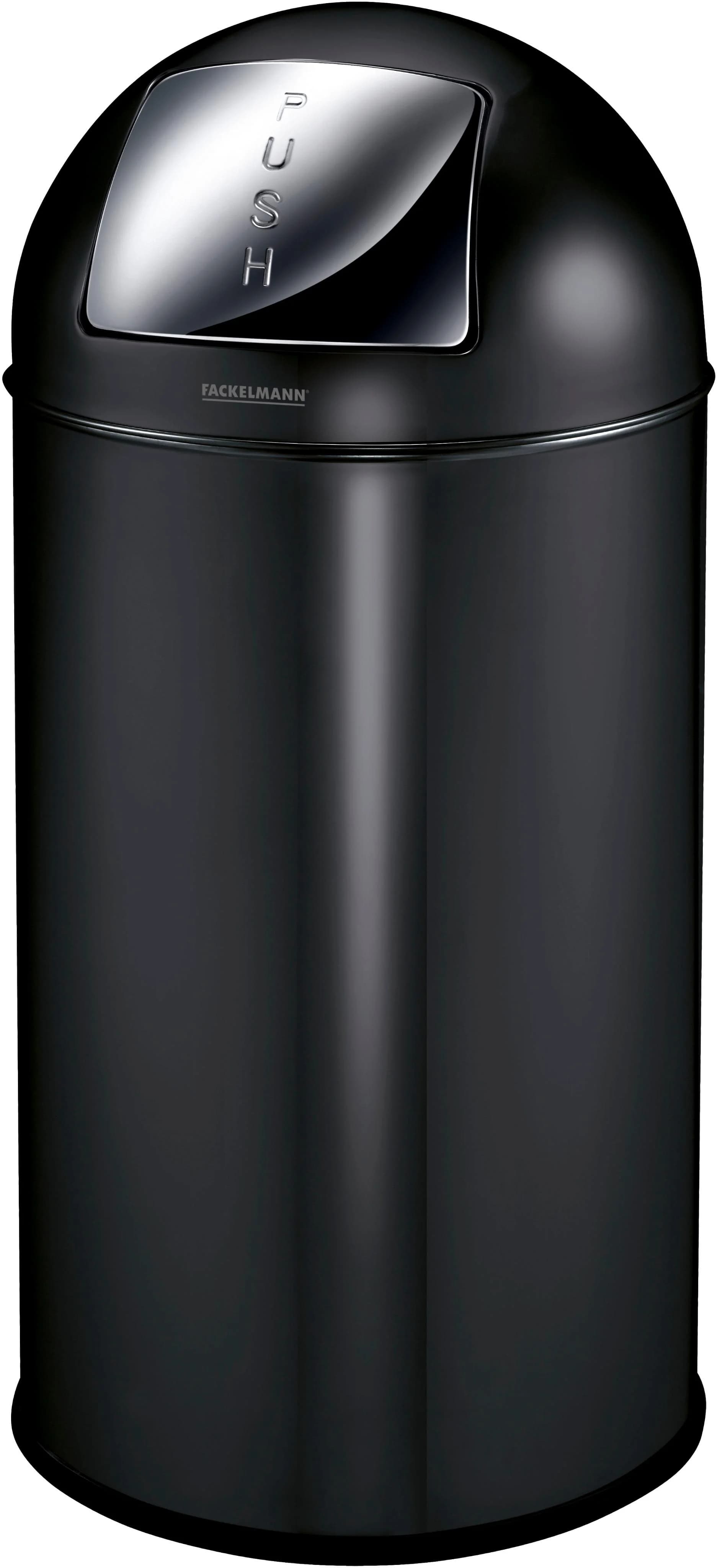 Fackelmann Berlin Push Abfalleimer 40L Schwarz Matt Edelstahl