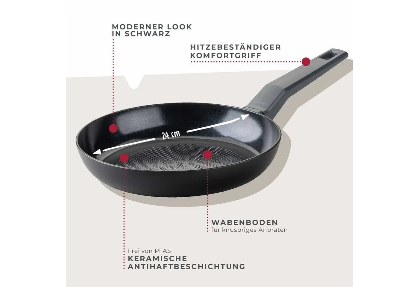 FACKELMANN Bratpfanne 24cm Statement Keramik-Antihaft Aluminium Induktion - Bild 2
