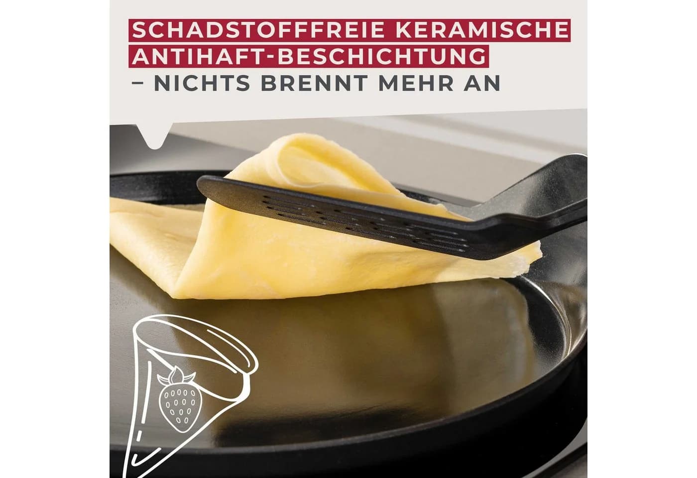 FACKELMANN Crêpepfanne 25cm Statement Schwarz Grau Keramik Antihaft - Bild 3