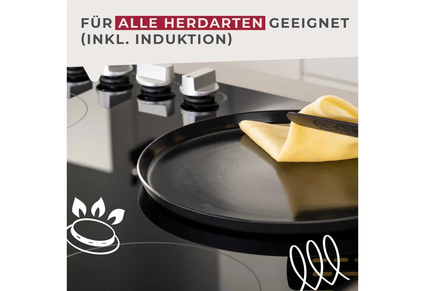 FACKELMANN Crêpepfanne 25cm Statement Schwarz Grau Keramik Antihaft - Bild 4