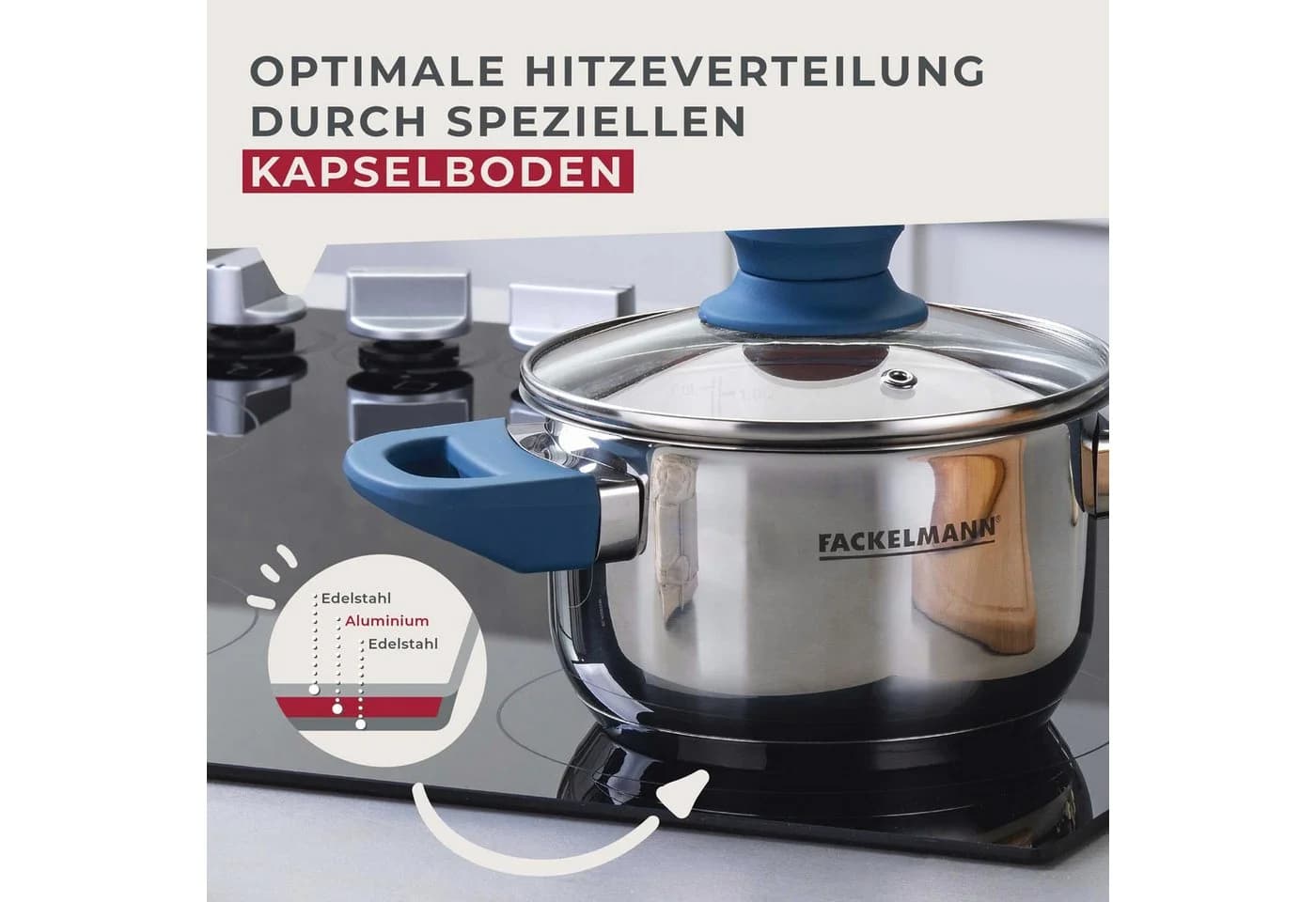 FACKELMANN Kochtopf Edelstahl mit Deckel, Suppentopf, Induktionsgeeignet - Bild 5