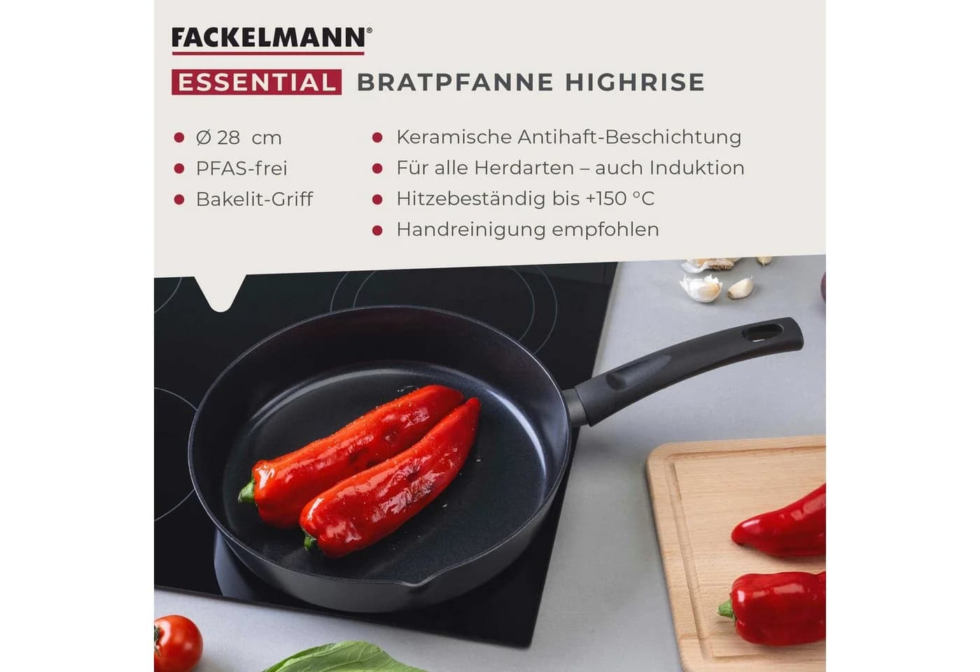 FACKELMANN Bratpfanne Highrise Ø 28 cm Aluminium Keramik Antihaft - Bild 3