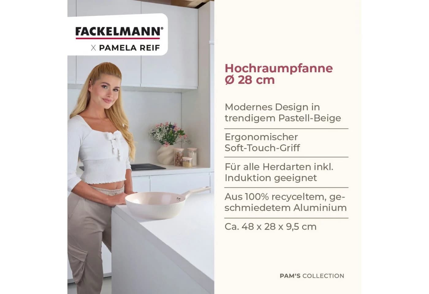 FACKELMANN Shell Hochraumpfanne Beige Antihaft-Pfanne Aluminium - Bild 3