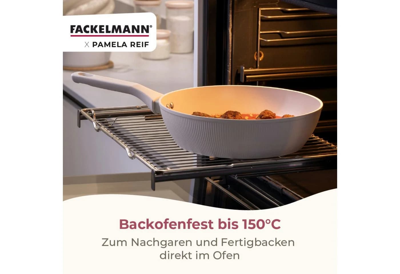 FACKELMANN Shell Hochraumpfanne Beige Antihaft-Pfanne Aluminium - Bild 5