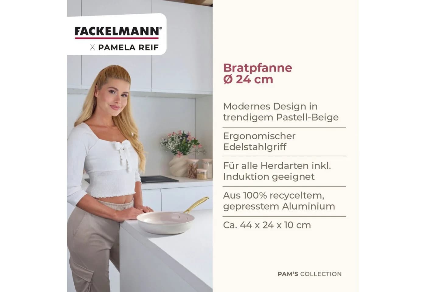 FACKELMANN Bratpfanne 24 cm Antihaft Gold-PVD Edelstahlgriff - Bild 3