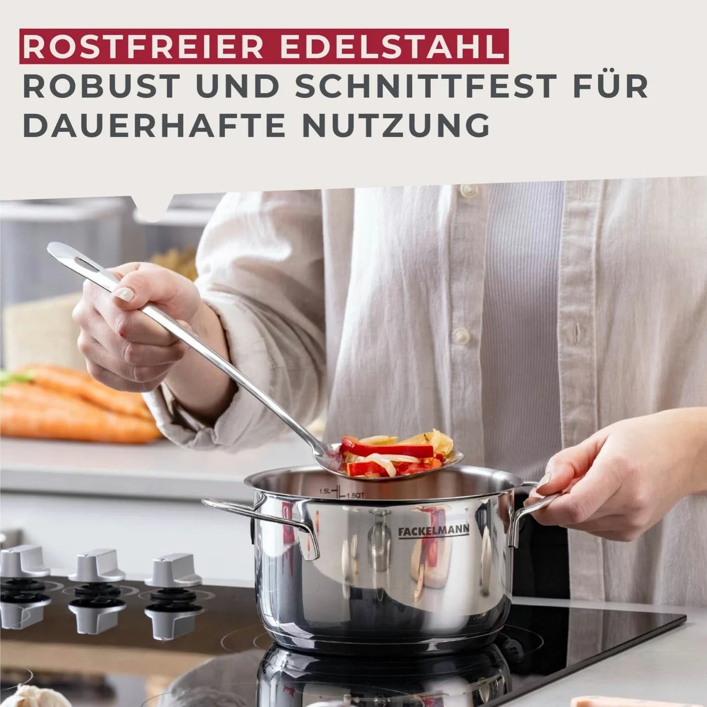 FACKELMANN Kochtopf mit Deckel, Edelstahltopf, Suppentopf, Saucenpot - Bild 4