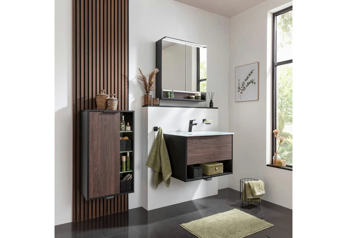 FACKELMANN B.PARIS LED-Spiegelschrank Braun/Schwarz mit USB-Anschlüssen - Bild 4