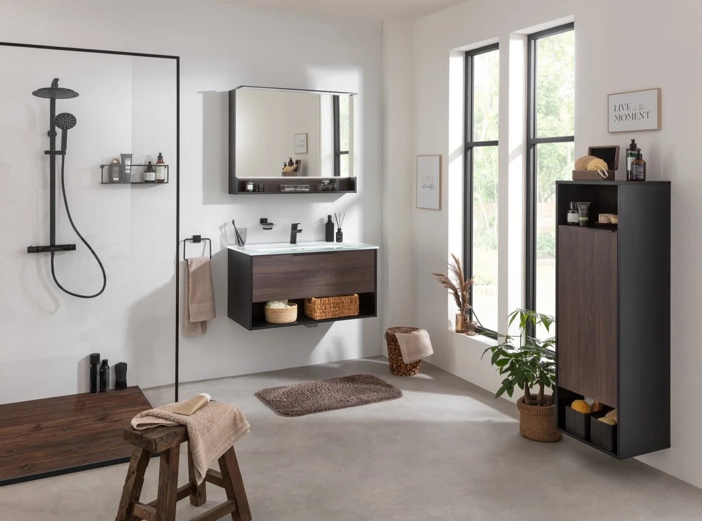 Eleganter Spiegelschrank aus Glas und Eiche - Bild 3
