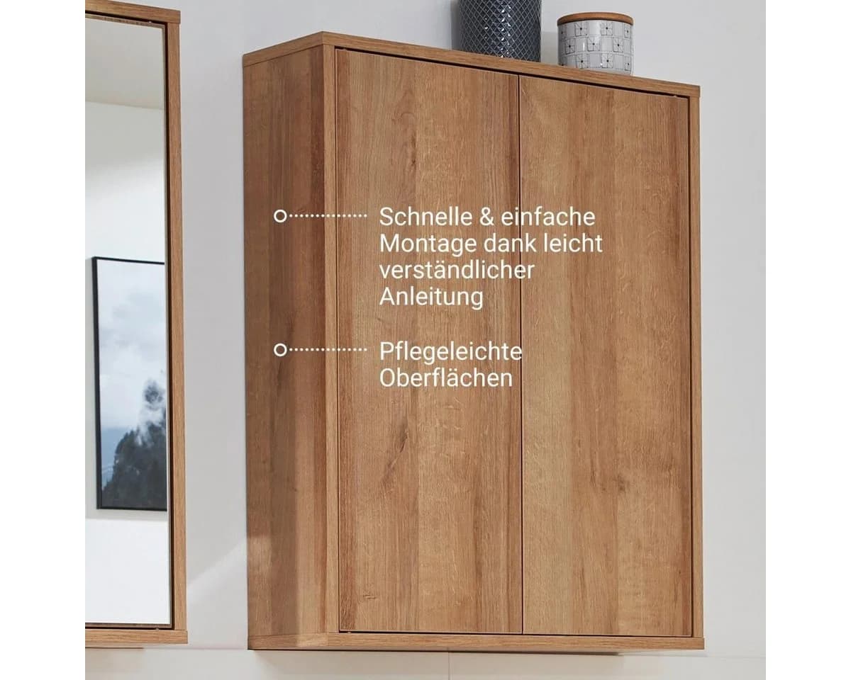 FACKELMANN Hängeschrank FINN Doppel-Hängeschrank Braun Ast-Eiche-Optik - Bild 4