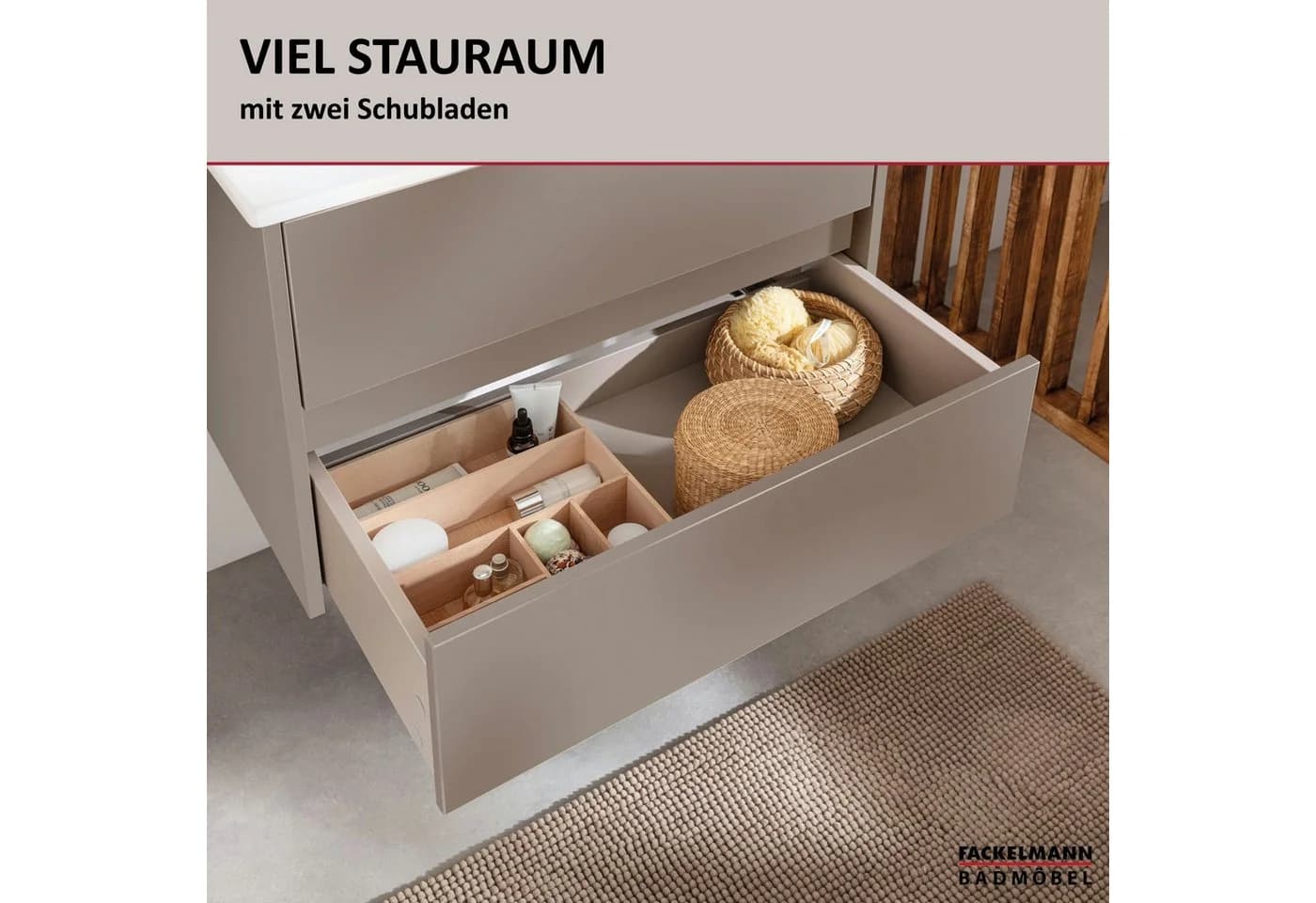 FACKELMANN Badmöbel-Set COMPACT LINE mit Keramikwaschbecken Grau - Bild 3