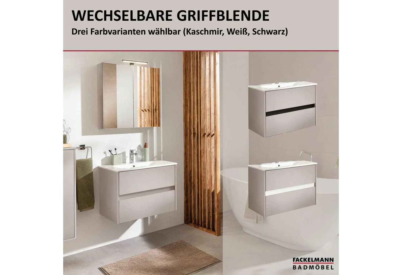 FACKELMANN Badmöbel-Set COMPACT LINE mit Keramikwaschbecken Grau - Bild 4