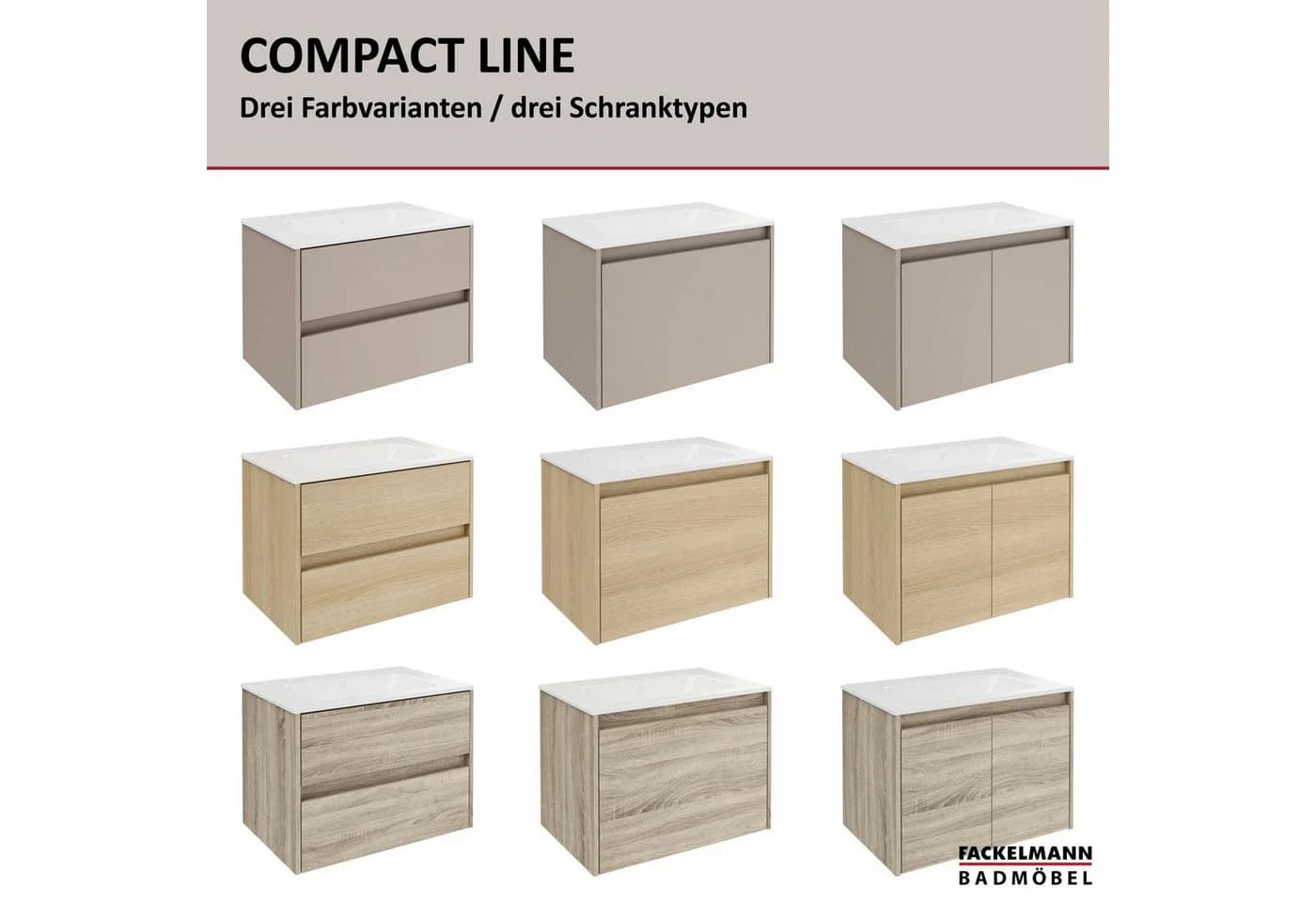 FACKELMANN Badmöbel-Set COMPACT LINE mit Keramikwaschbecken Grau - Bild 5