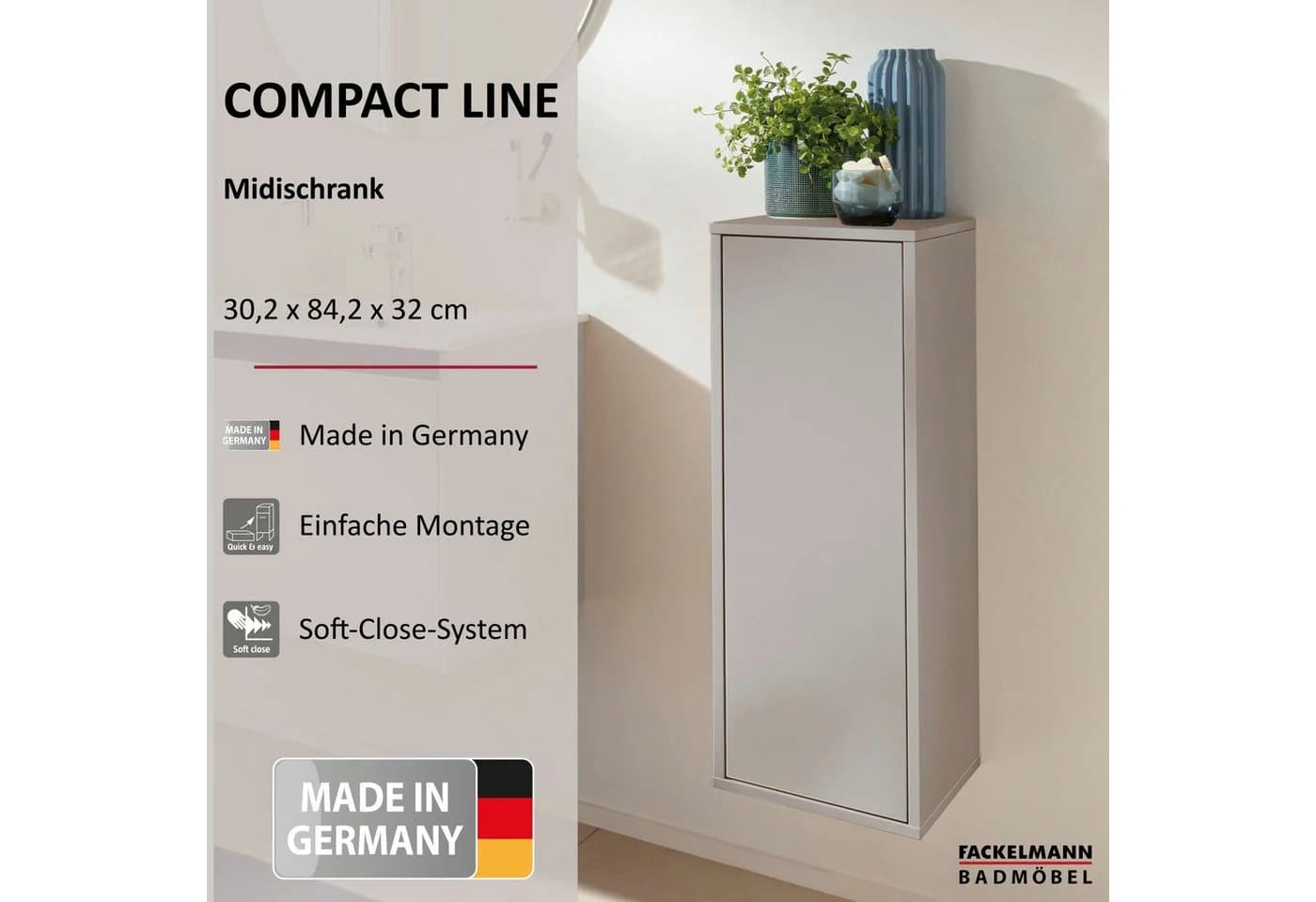 FACKELMANN Midischrank Grau Kaschmirdekor - Bild 2