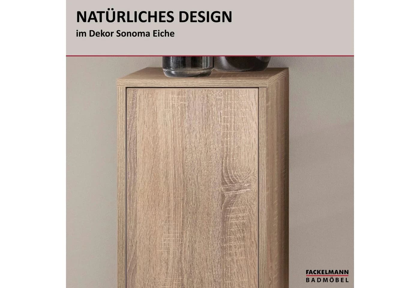 FACKELMANN Midischrank Badezimmerschrank Sonoma-Eiche Design
