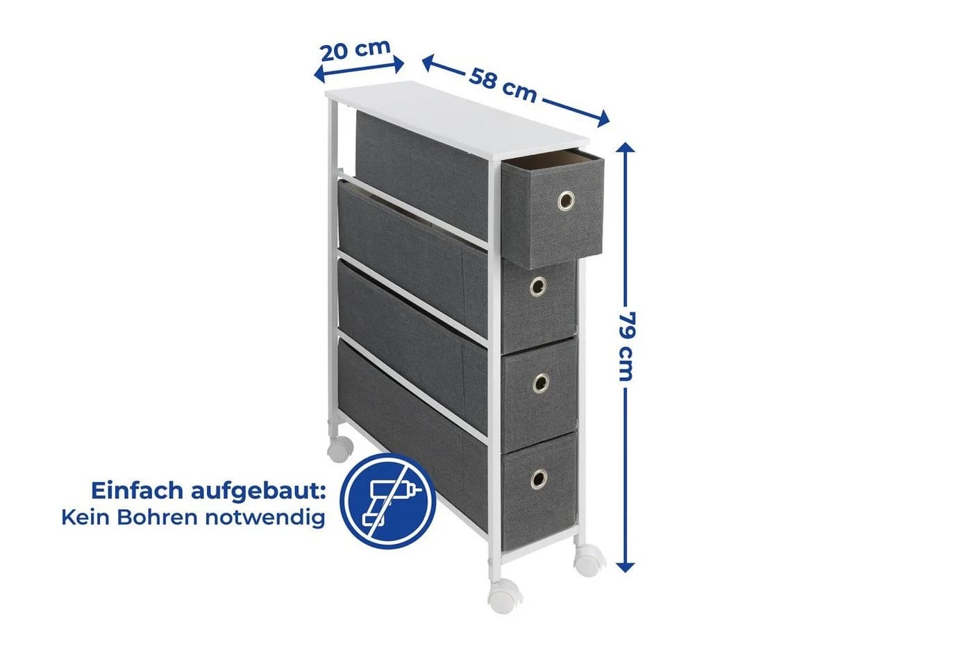 Maximex Ablageelement Nischenwagen mit 4 Schubladen Weiß - Bild 5