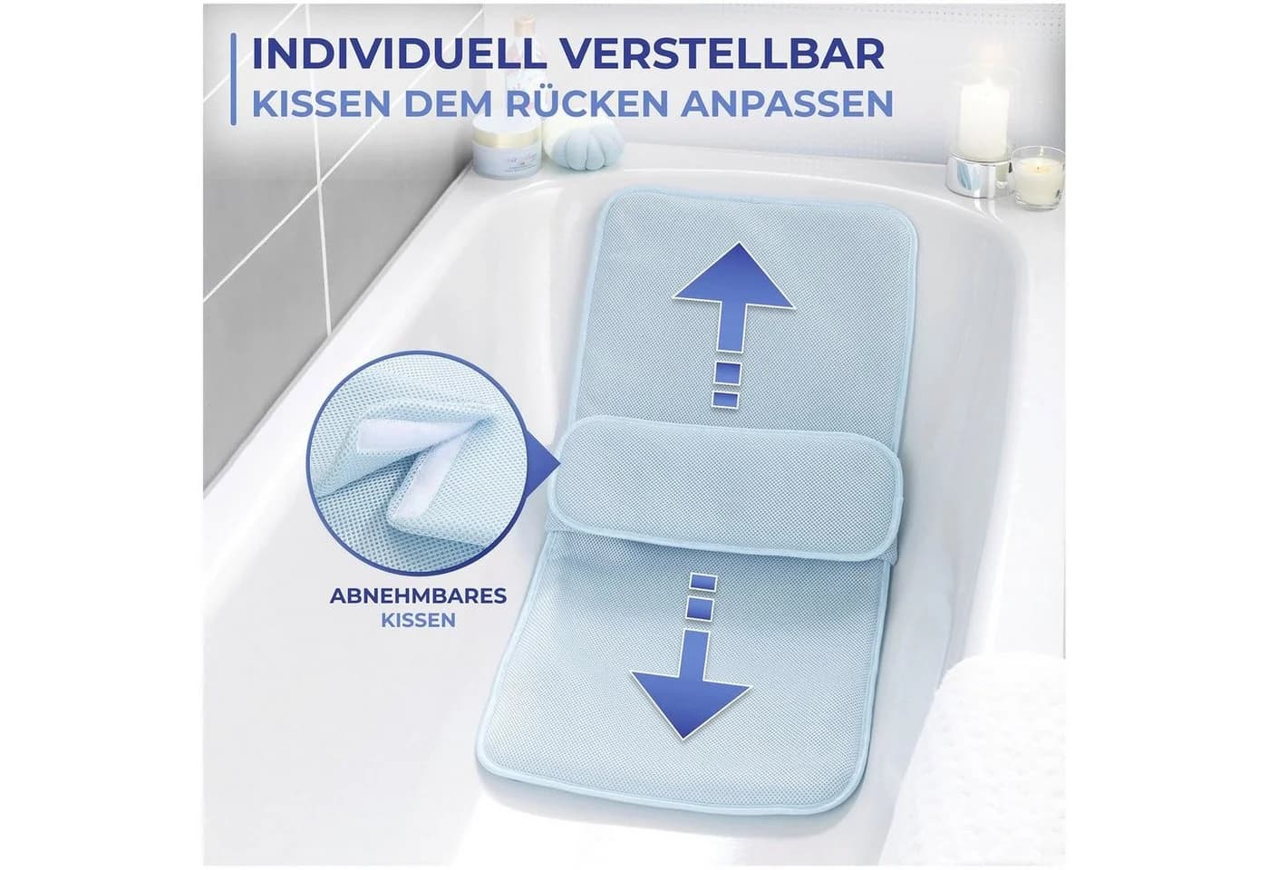 Maximex Badewanneneinlage mit Kissen Blau 3D-Mesh - Bild 5