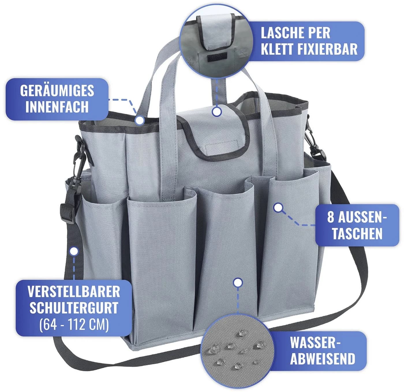 Maximex Organizer Universal-Caddy 8 Taschen Grau Faltbar - Bild 4