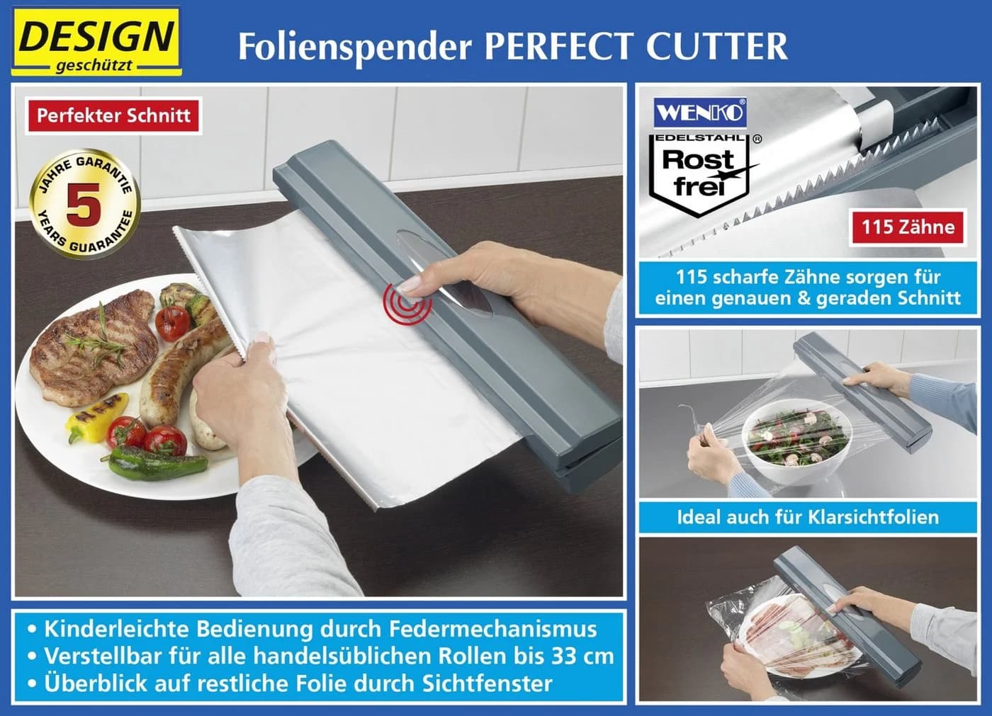 Maximex Folienspender Perfect Cutter Anthrazit Edelstahl - Bild 2