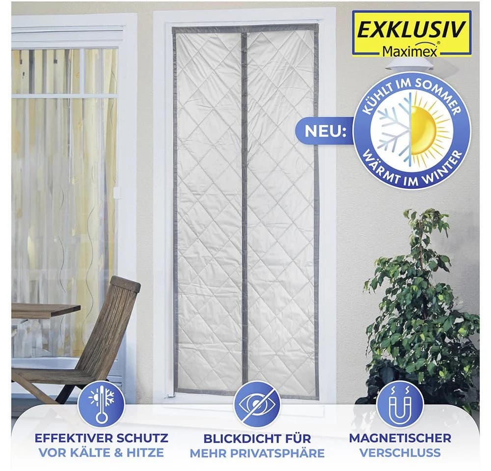 Maximex Türvorhang Wärmeschutz 2in1 Grau Magnetvorhang - Bild 5