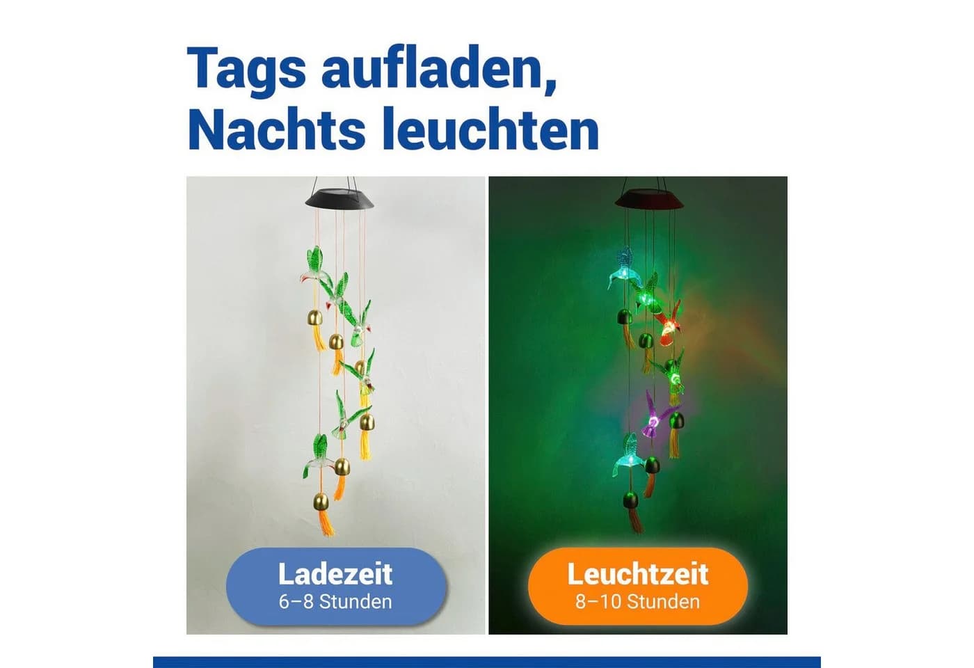 LED Gartenleuchte MAXIMEX 'Modell Kolibri' - Solarbetriebenes Windspiel - Bild 3