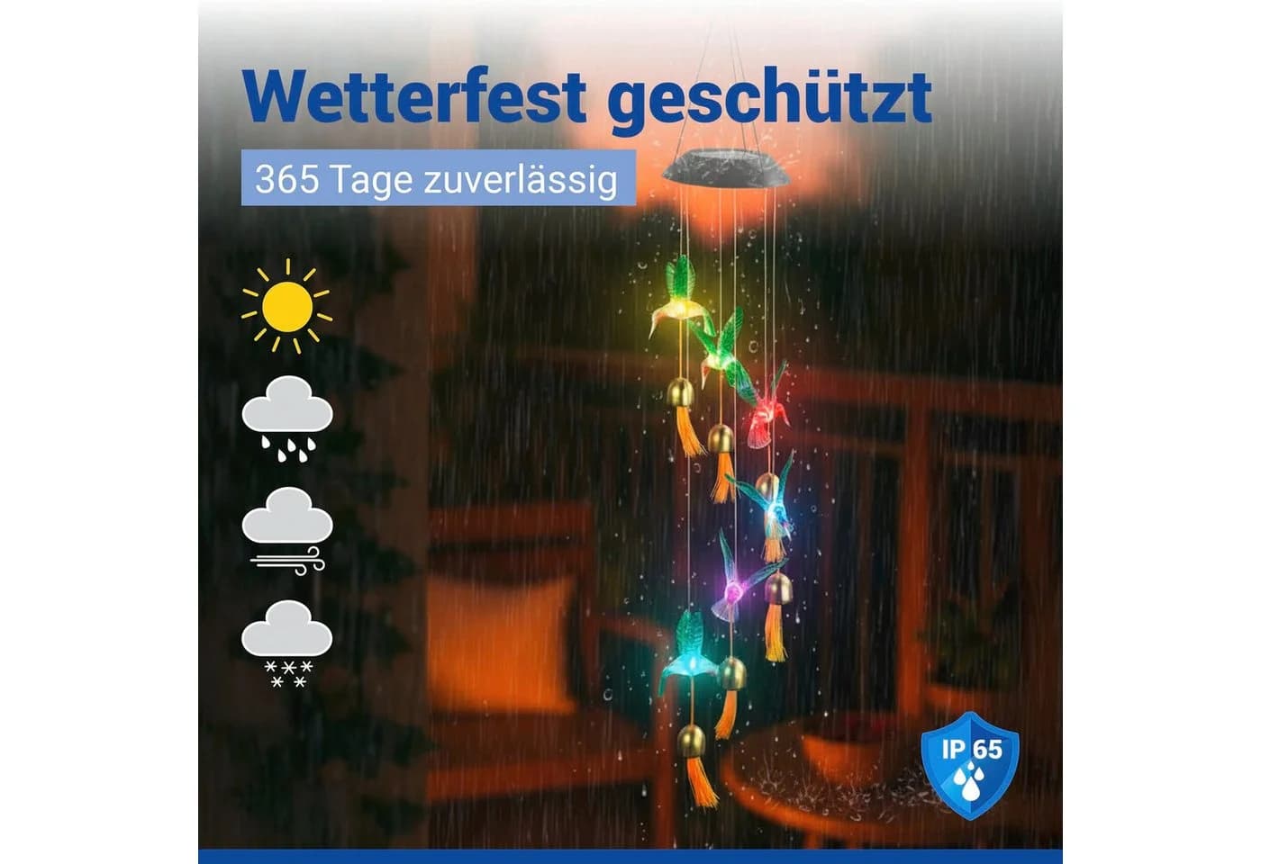 LED Gartenleuchte MAXIMEX 'Modell Kolibri' - Solarbetriebenes Windspiel - Bild 4