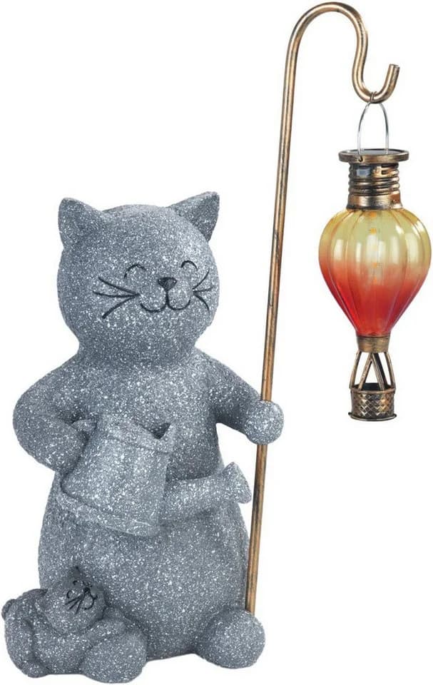 LED Dekofigur Katze und Heißluftballon - Solar Gartenleuchte - Bild 2