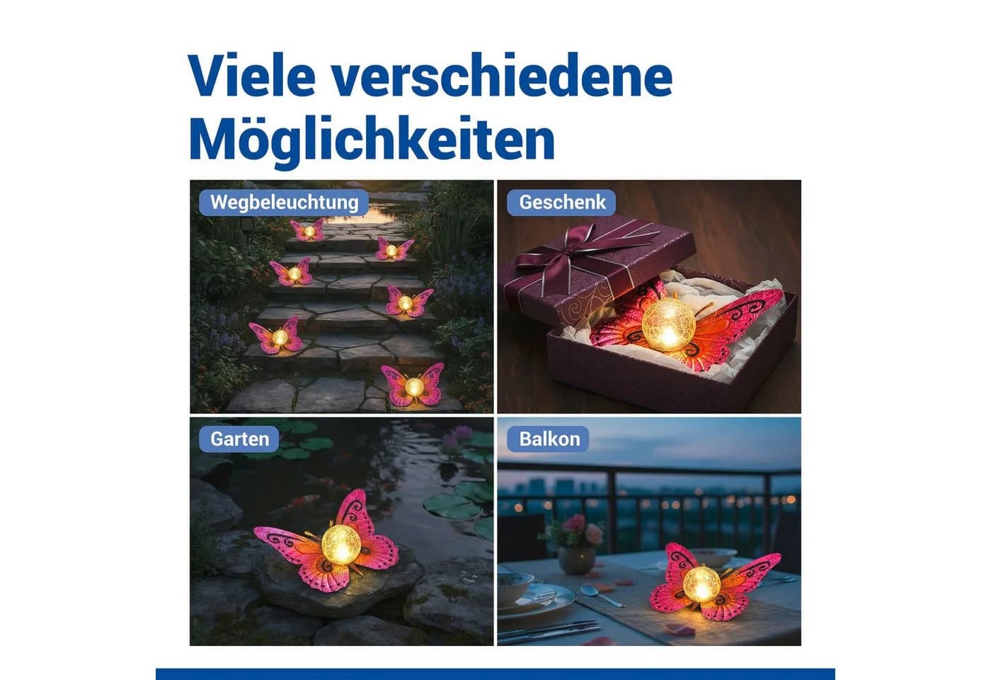 Maximex LED Gartenleuchte Schmetterling pink solarbetrieben - Bild 5