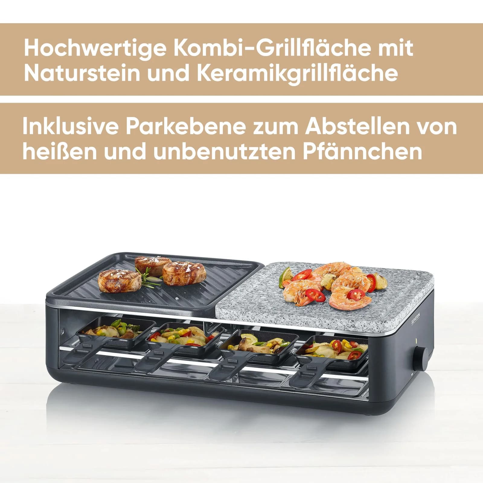 SEVERIN Raclette "RG 2366" für 8 Personen mit Grillstein