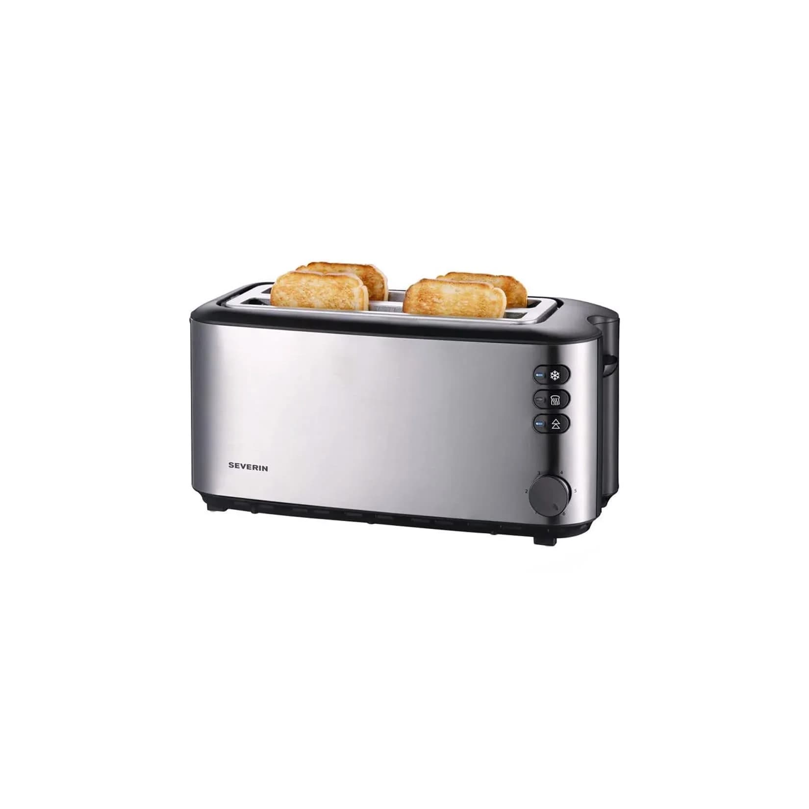 Severin Langschlitztoaster Edelstahl Schwarz mit Brötchenaufsatz