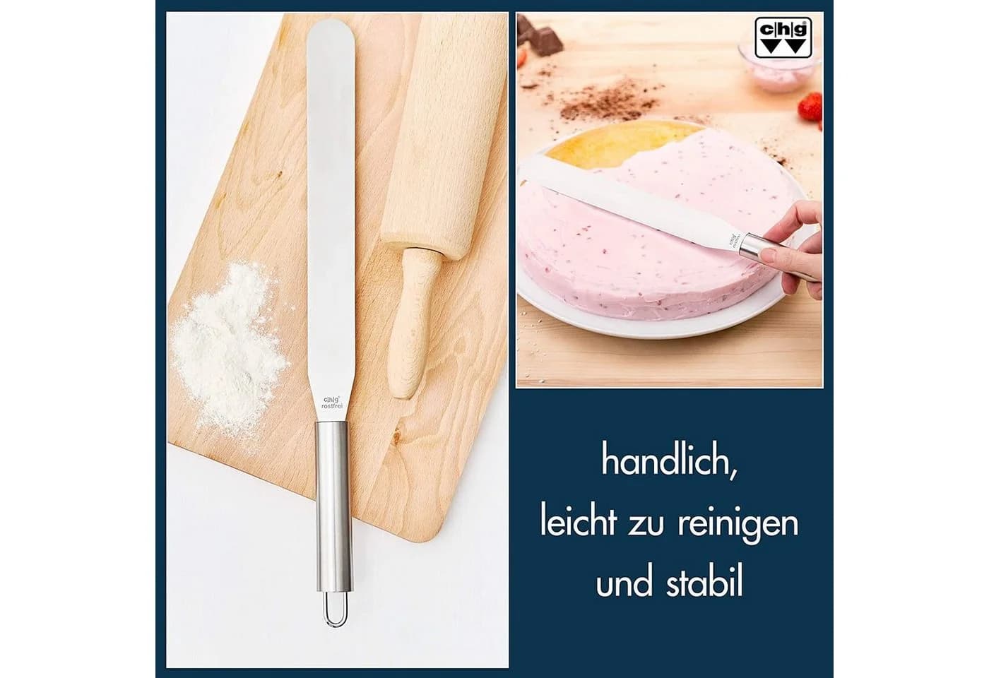 CHG Streichpalette Edelstahl 37 cm x 3 cm für Kuchen und Torten - Bild 3