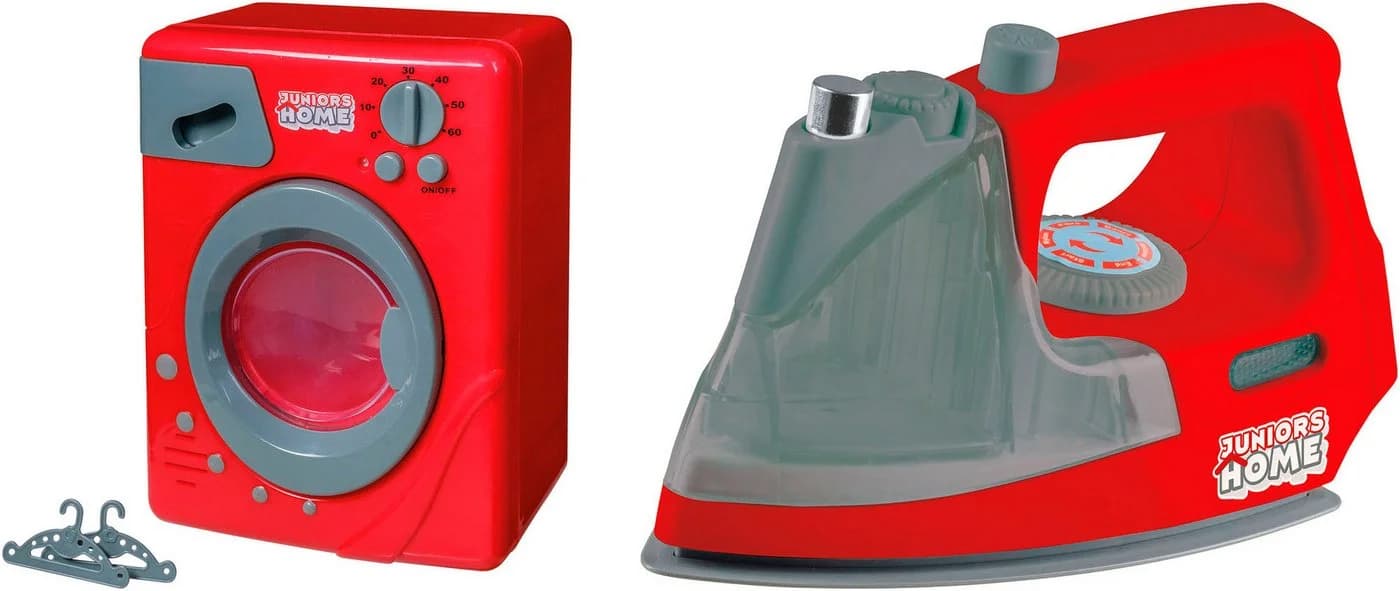 Happy People Kinder-Haushaltsset Waschmaschine und Bügeleisen Grau/Rot - Bild 2
