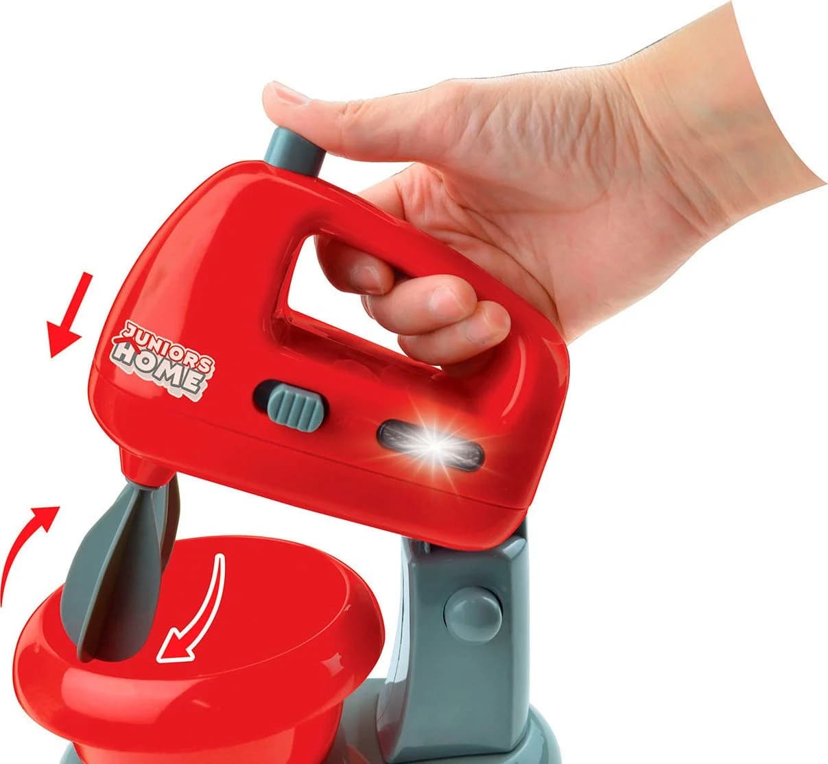 Happy People Kinder-Haushaltsset Standmixer und Mixer mit Topf, rot/grau, mit Licht- und Soundeffekt - Bild 3