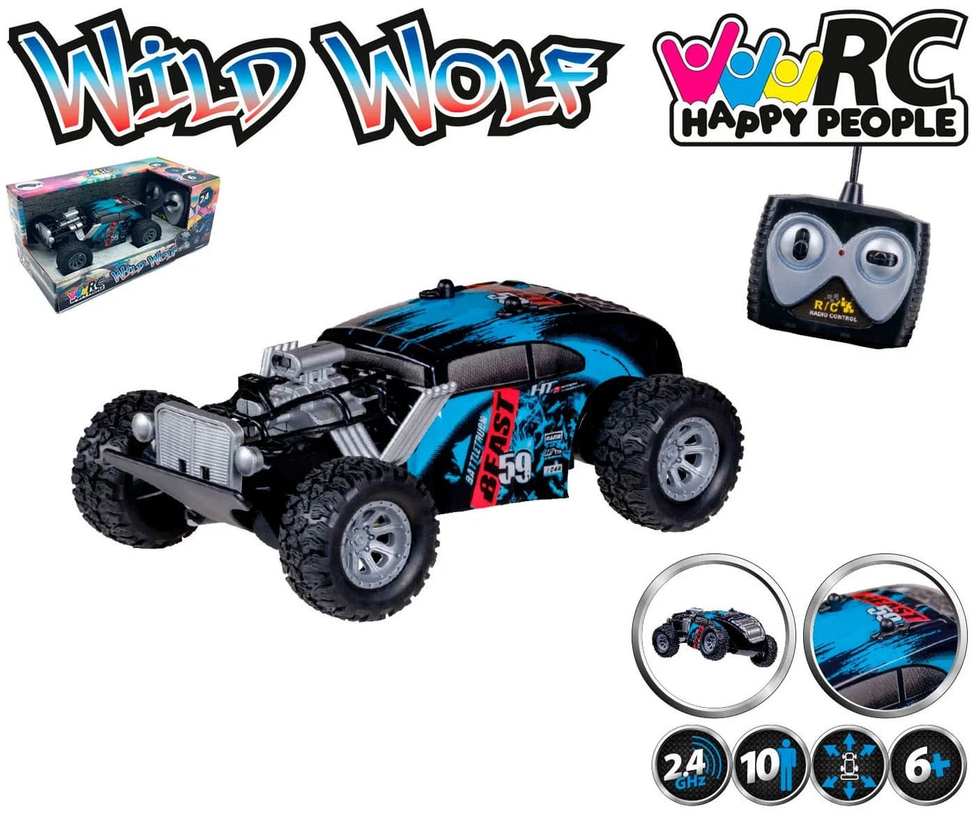 Happy People RC-Auto Wild Wolf Blau All-Terrain