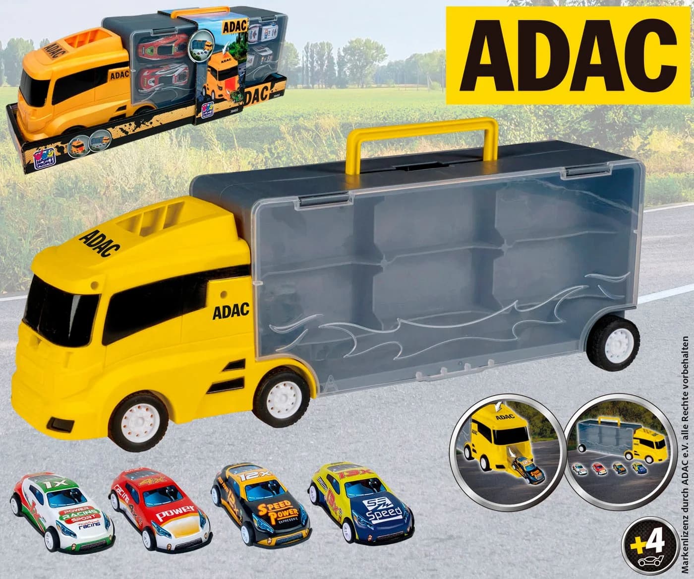 Happy People Spielzeug-LKW ADAC Autotransporter Koffer mit 4 Autos - Bild 4