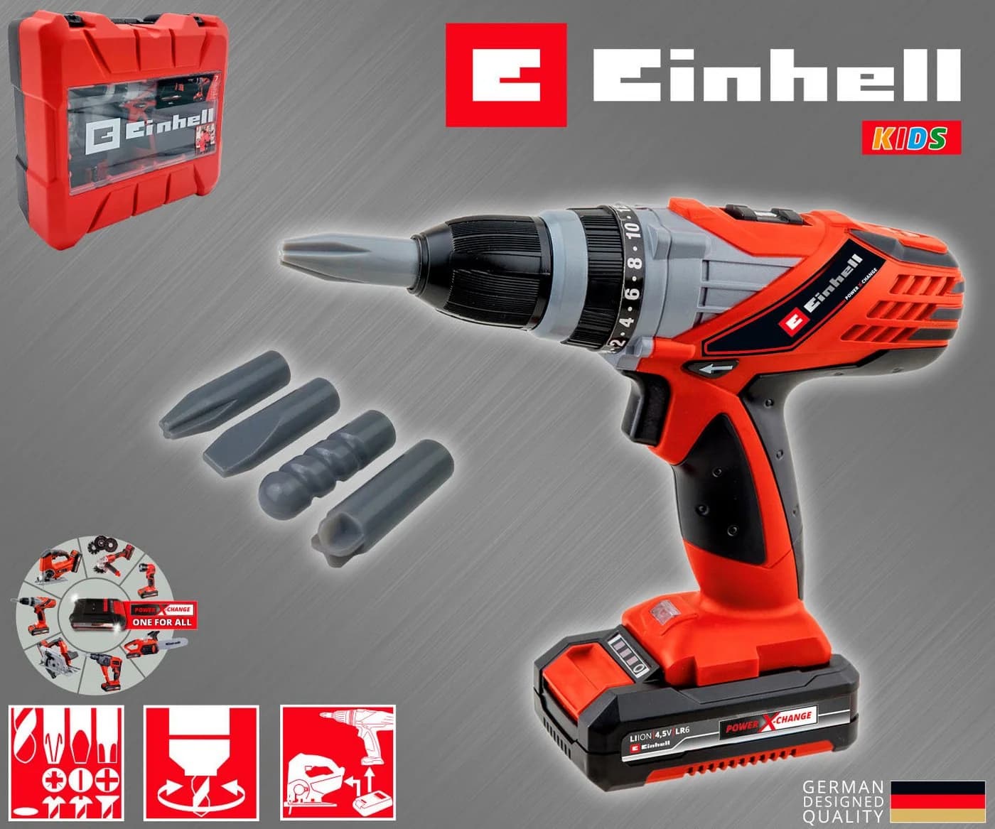 Kinder-Akkuschrauber HAPPY PEOPLE EINHELL Kids Rot mit Licht & Sound - Bild 5