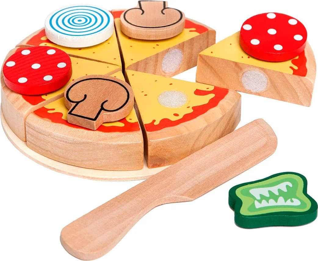 HAPPY PEOPLE Spiellebensmittel Pizza Bunt Holz mit Klettverschluss - Bild 2