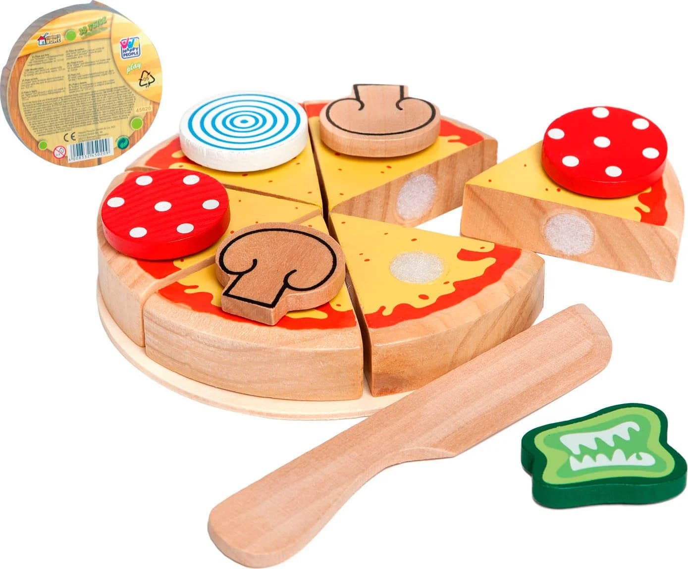 HAPPY PEOPLE Spiellebensmittel Pizza Bunt Holz mit Klettverschluss - Bild 3