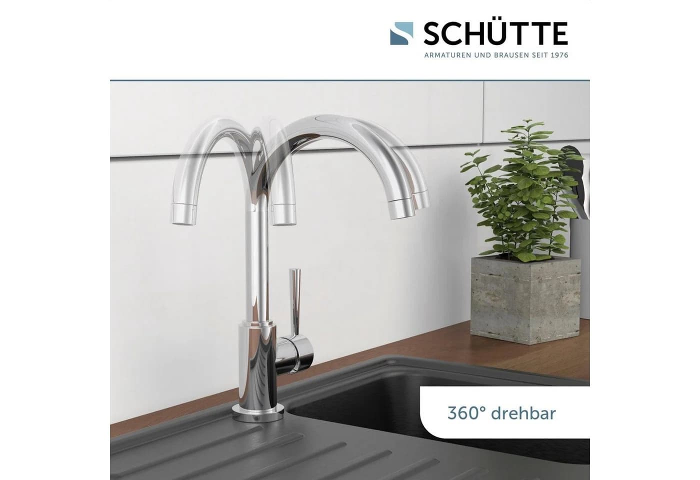 Schütte Spültischarmatur Cornwall Niederdruck 360° Chrom - Bild 5