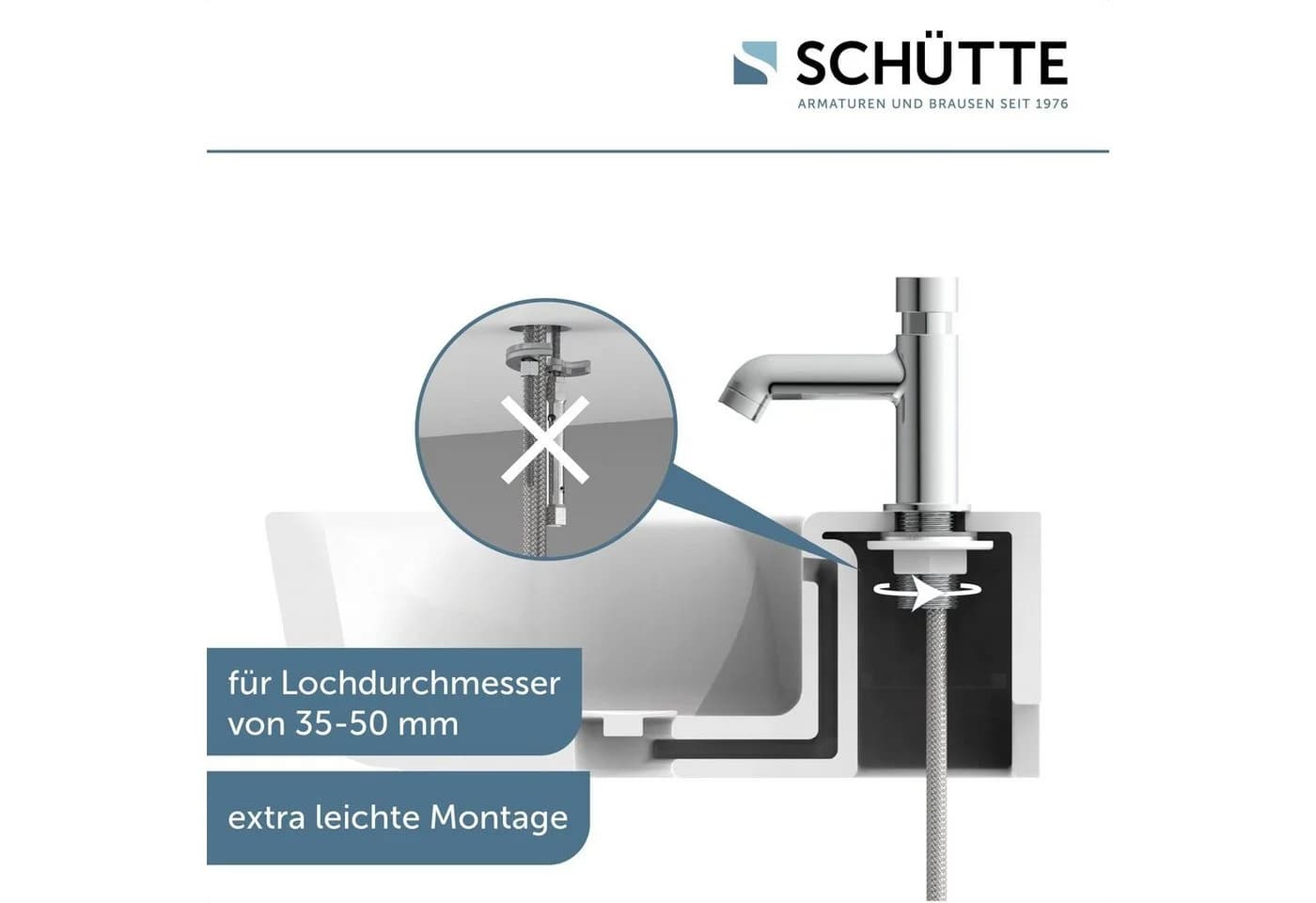Schütte Waschtischarmatur LIMA Silber Chrom Messing Kaltwasserarmatur - Bild 3